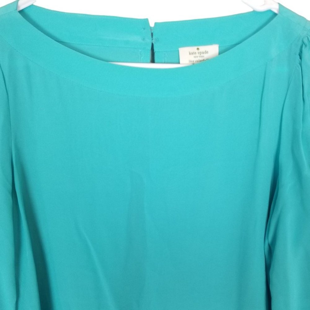 Kate Spade Womens S Green Long Sleeves Keyhole Bac - Picture 2 of 9